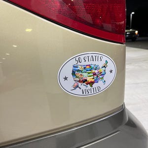 50 Staaten besuchten Automagnet, Reiseandenken, Fahrzeugdekoration, amerikanisches Abenteuer, Andenken Geschenk
