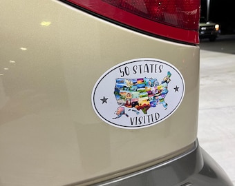 Auto-Magnet „Alle 50 besuchten Bundesstaaten“, Reisesouvenir, Fahrzeugdekoration, Erinnerungsstück an das amerikanische Abenteuer