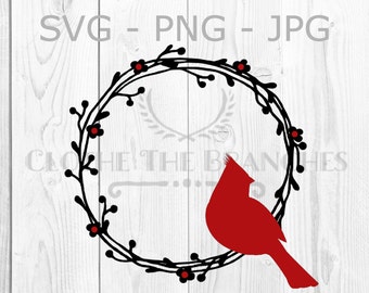 Cardinal Wreath Bird Graphic, svg, png, jpg