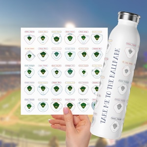 Baseball Stadium Bucket List Water Bottle With Stickers, MLB Diamond Tumbler, Pro Baseball Tracker, Gift for Sports Fan, Unique Gift For Men