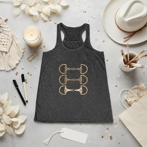 Equestrian Snaffle Bit Trio Tank | Women's Racerback | Checkered, Leopard, Decorative
