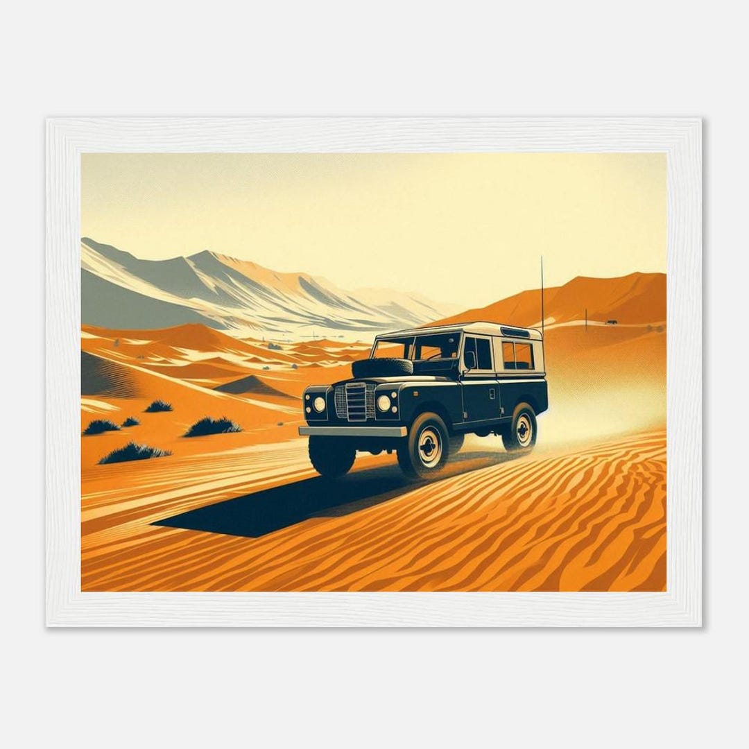 Classic Land Rover Defender Wall Art Matte Framed Print Desert Trek for ...