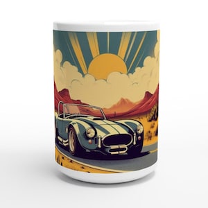 Classic AC Cobra Mug - Vintage Sports Car in Desert Scene | Perfect Gift for Car Enthusiasts
