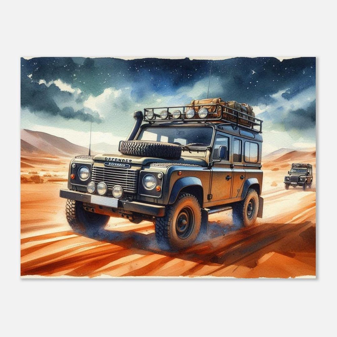 Classic Land Rover Defender Wall Art | Matte Print | Desert Stars ...