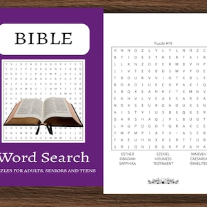 Word Search, 35 Printable Bible Word Search Puzzles for Adults and Teens, Digital Activity Book