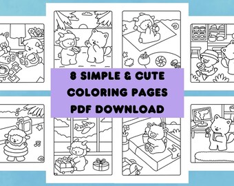 Cute Animal Coloring Pages, Stress Relief, Kids & Adults (Digital Download)