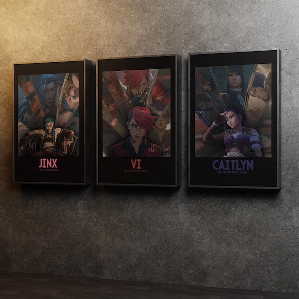 Póster de League of Legends Arcane: Jinx, Vi y Caitlyn (Descarga digital)