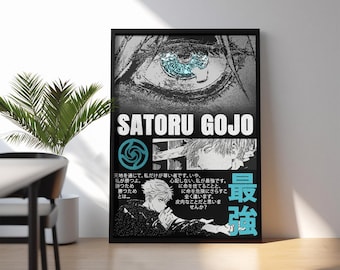 Pôster de Satoru Gojo: arte de parede de Jujutsu Kaisen (download digital)