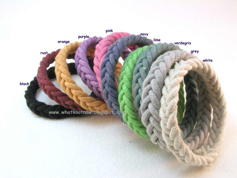 group of slender herringbone weave rope bracelets by WhatKnotShop on ETSY