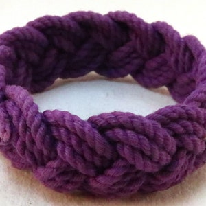 three part cotton rope bracelet in purple by WhatKnotShop on ETSY