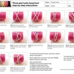 instructions for the rope bracelet kit by WhatKnotShop on ETSY