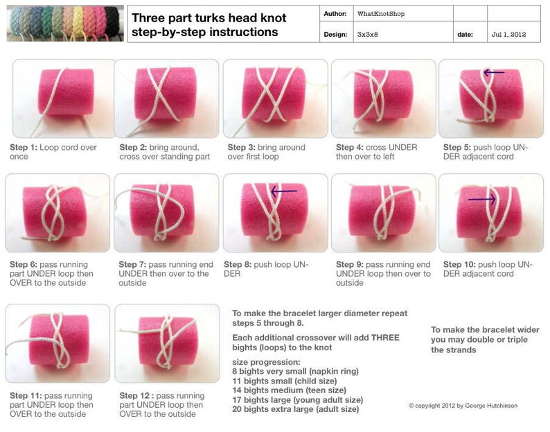 instructions for the rope bracelet kit by WhatKnotShop on ETSY