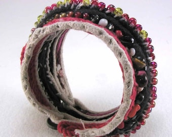red black beaded cuff 1620