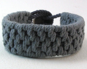 blue double weave cotton cuff bracelet size M 4112