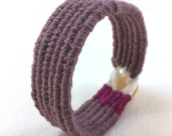 plum cotton hand loomed cuff bracelet size S 4236