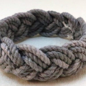 three part cotton rope bracelet in grey by WhatKnotShop on ETSY