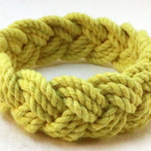 three part cotton rope bracelet in yellow by WhatKnotShop on ETSY