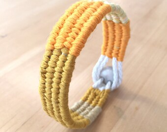 orange cotton hand knotted cuff bracelet size M 4338