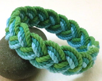 blue green rope bracelet turk head knot bracelet 4492