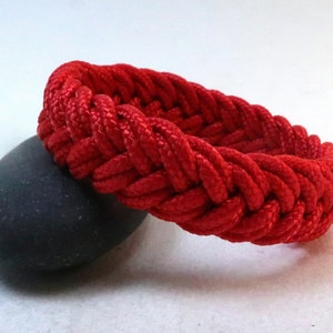 red double weave nylon herringbone rope bracelet by WhatKnotShop on ETSY