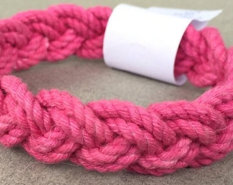 pink two strand rope bracelet sailor knot woven wristlet 4175