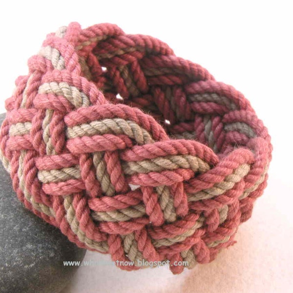 marsala and walnut turks head knot sailor rope bracelet nautical bracelet  3154