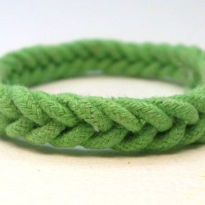 lime green herringbone weave rope bracelet by WhatKnotShop on ETSY