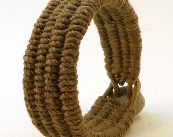 walnut brown hand loomed cotton cuff bracelet size M 4472