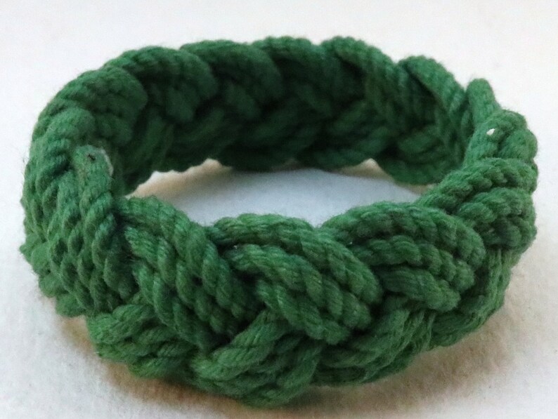 three part cotton rope bracelet in green by WhatKnotShop on ETSY
