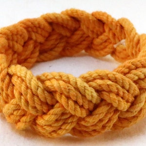 three part cotton rope bracelet in orange by WhatKnotShop on ETSY