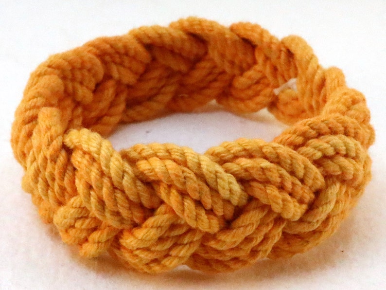 three part cotton rope bracelet in orange by WhatKnotShop on ETSY