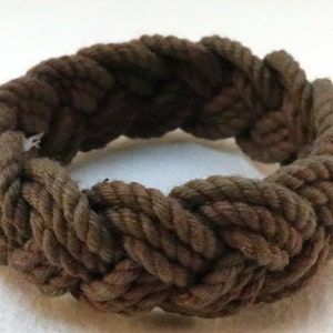 three part cotton rope bracelet in brown by WhatKnotShop on ETSY