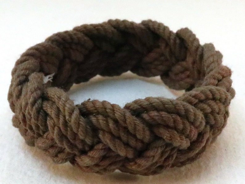 three part cotton rope bracelet in brown by WhatKnotShop on ETSY