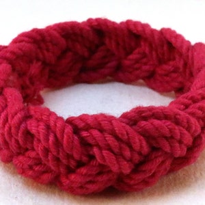 three part cotton rope bracelet in red by WhatKnotShop on ETSY
