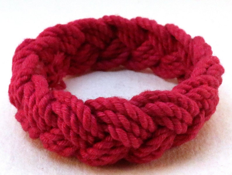three part cotton rope bracelet in red by WhatKnotShop on ETSY