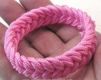 pink nylon herringbone rope bracelet 3654