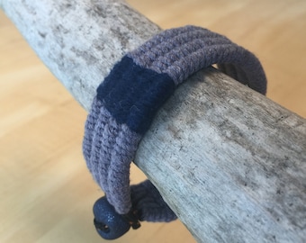 blue hand loomed cotton cuff bracelet size M 4315