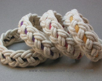 four part rope bracelet with color stripe 3514