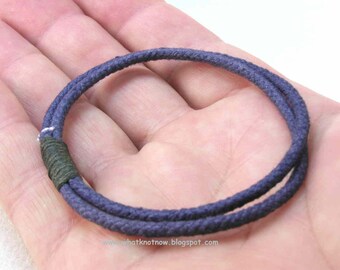 slender two strand navy rope bracelet  3171