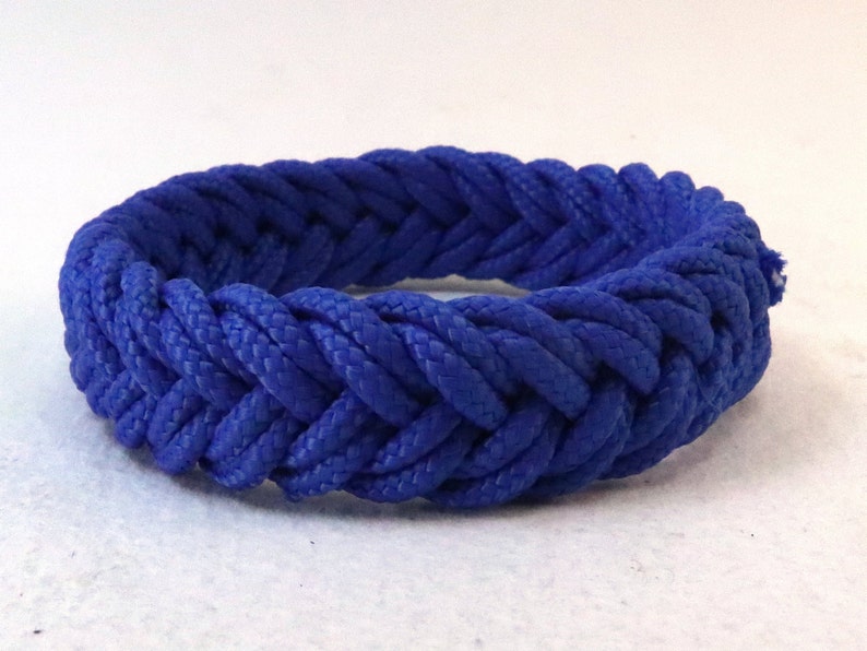 blue double weave nylon herringbone rope bracelet by WhatKnotShop on ETSY