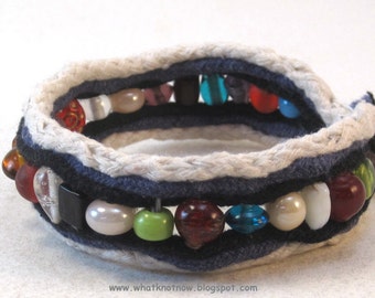 rainbow bead cuff bracelet size M 3814