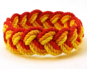 scarlet orange yellow rope bracelet turk head knot bracelet 4490