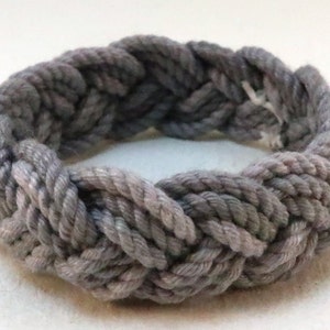 three part rope bracelet made with hand dyed grey cotton cord by WhatKnotShop on ETSY