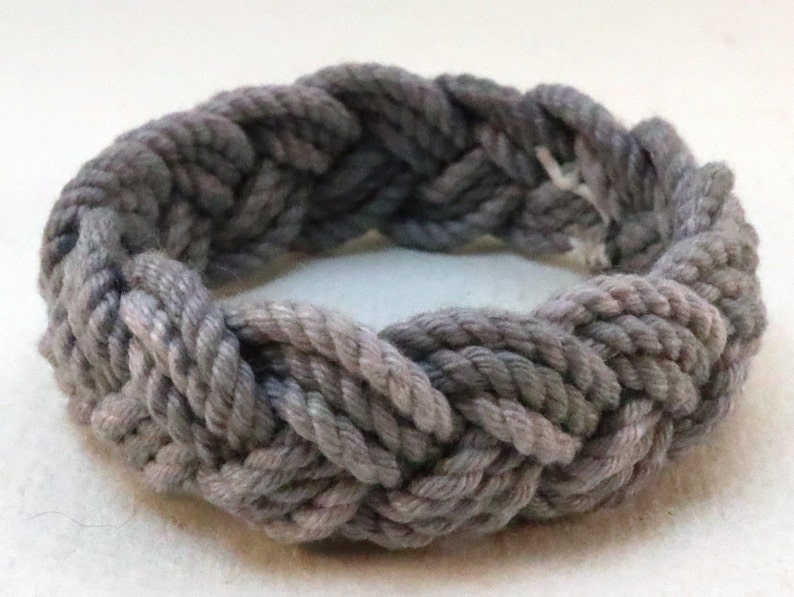 three part rope bracelet made with hand dyed grey cotton cord by WhatKnotShop on ETSY
