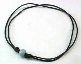 beaded black leather adjustable size necklace 3995