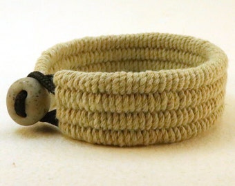 golden tan cotton cuff bracelet size M 4478