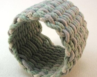wide square weave slip on cotton cuff bracelet  size L 3210