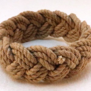 three part rope bracelet made with hand dyed tan cotton cord by WhatKnotShop on ETSY