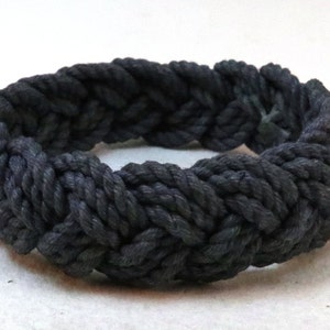 three part rope bracelet made with hand dyed navy cotton cord by WhatKnotShop on ETSY