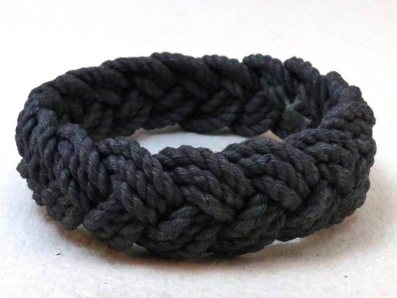 three part rope bracelet made with hand dyed navy cotton cord by WhatKnotShop on ETSY